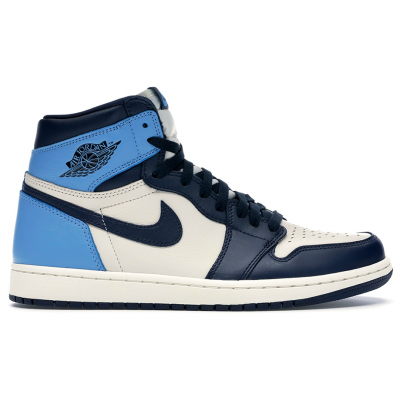 Nike Air Jordan 1 Retro Obsidian UNC Blue\White с мехом