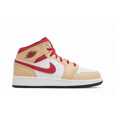 Nike Air Jordan 1 Mid Light Curry Cardinal Red